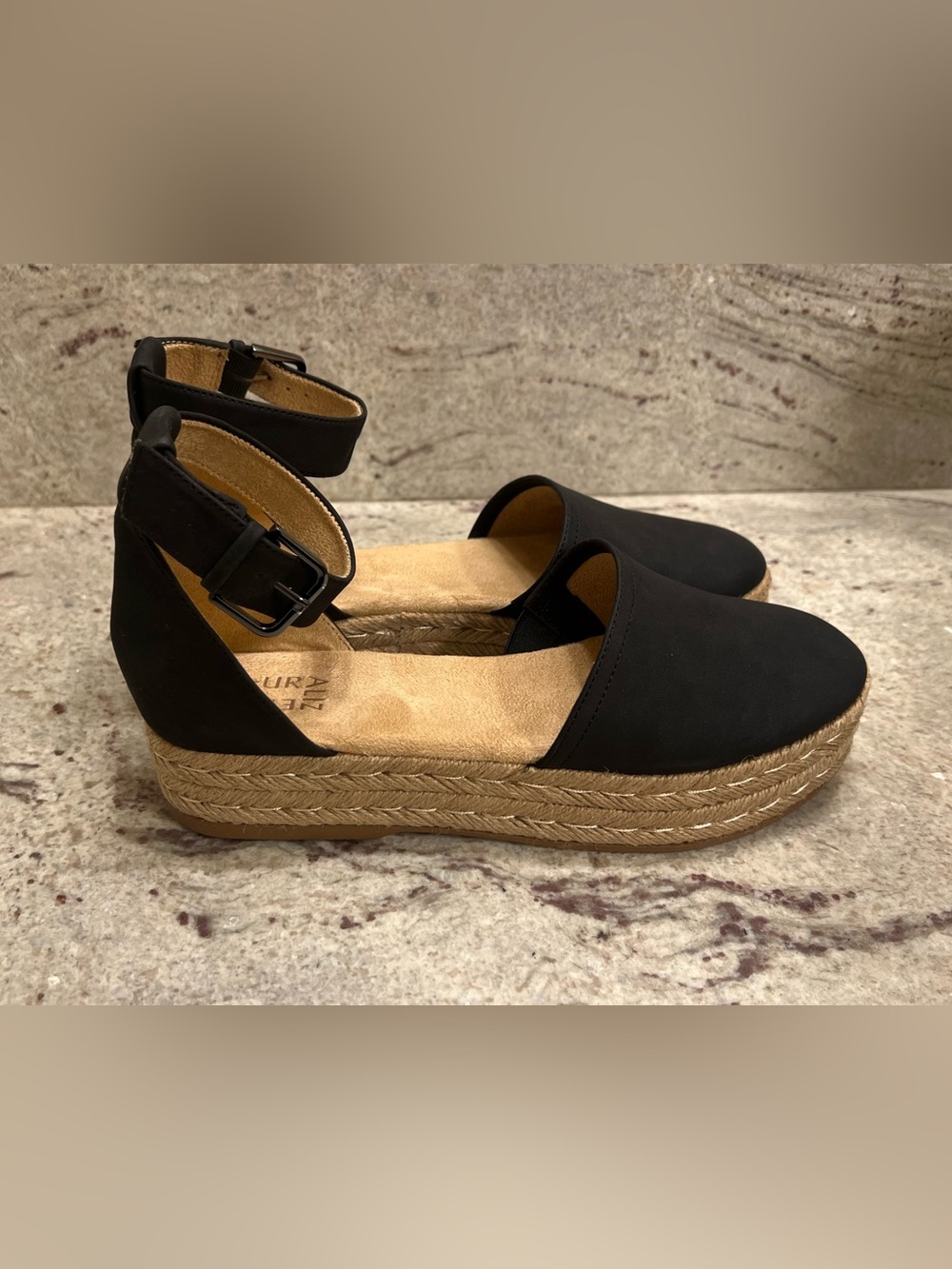 NWT Naturalizer Waverly Black Espadrille Platform Sandals Sz 8.5